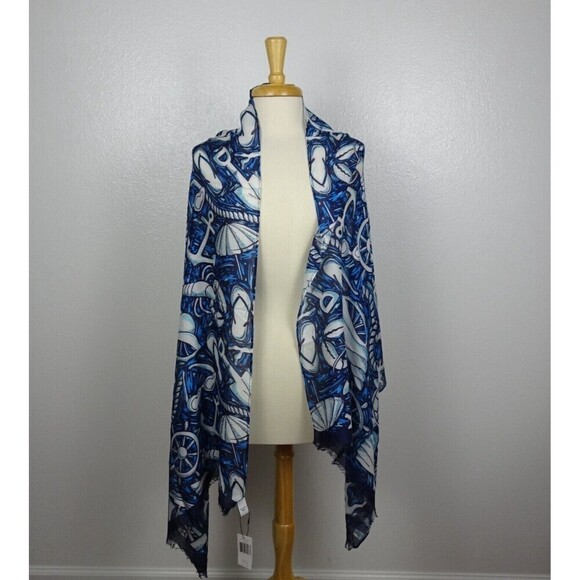 Vera Bradley SHORE ENOUGH Soft Fringe Scarf Wrap Coastal Tropical Sea Beach - Picture 5 of 11